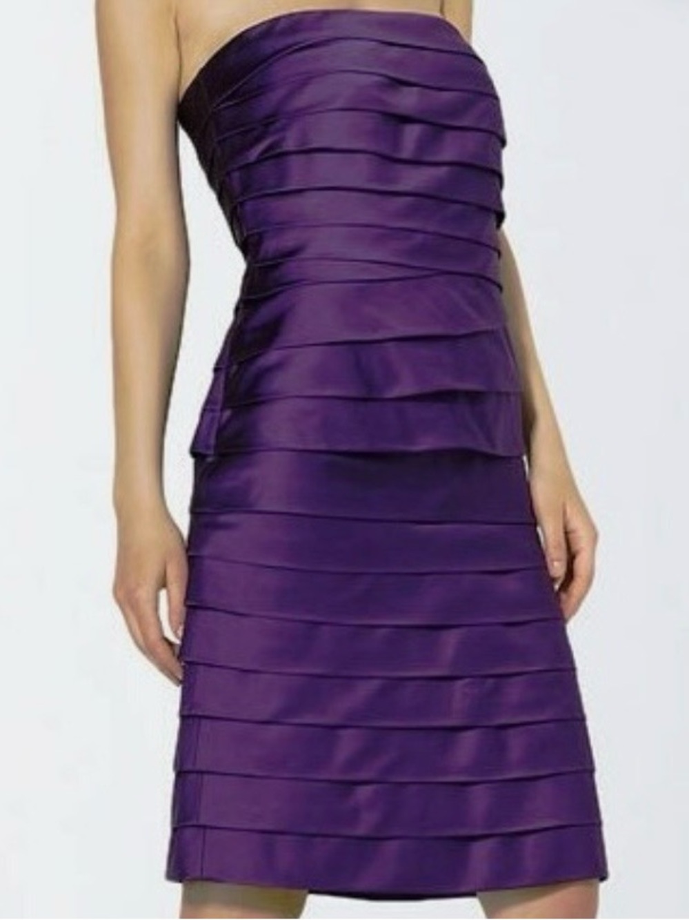 Lauren Ralph Lauren Elta Purple Strapless Tiered Dress Size 10 Bodycon